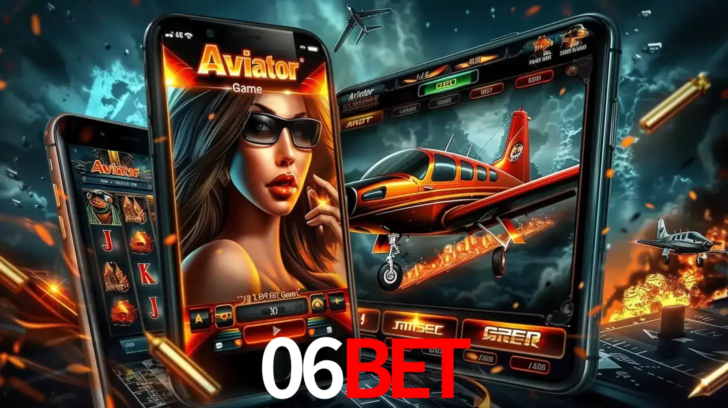 O popular jogo de apostas Aviator exibido em vários celulares e tablets, mostrando a interface emocionante e a ação de voo disponíveis para jogar agora no 06bet.